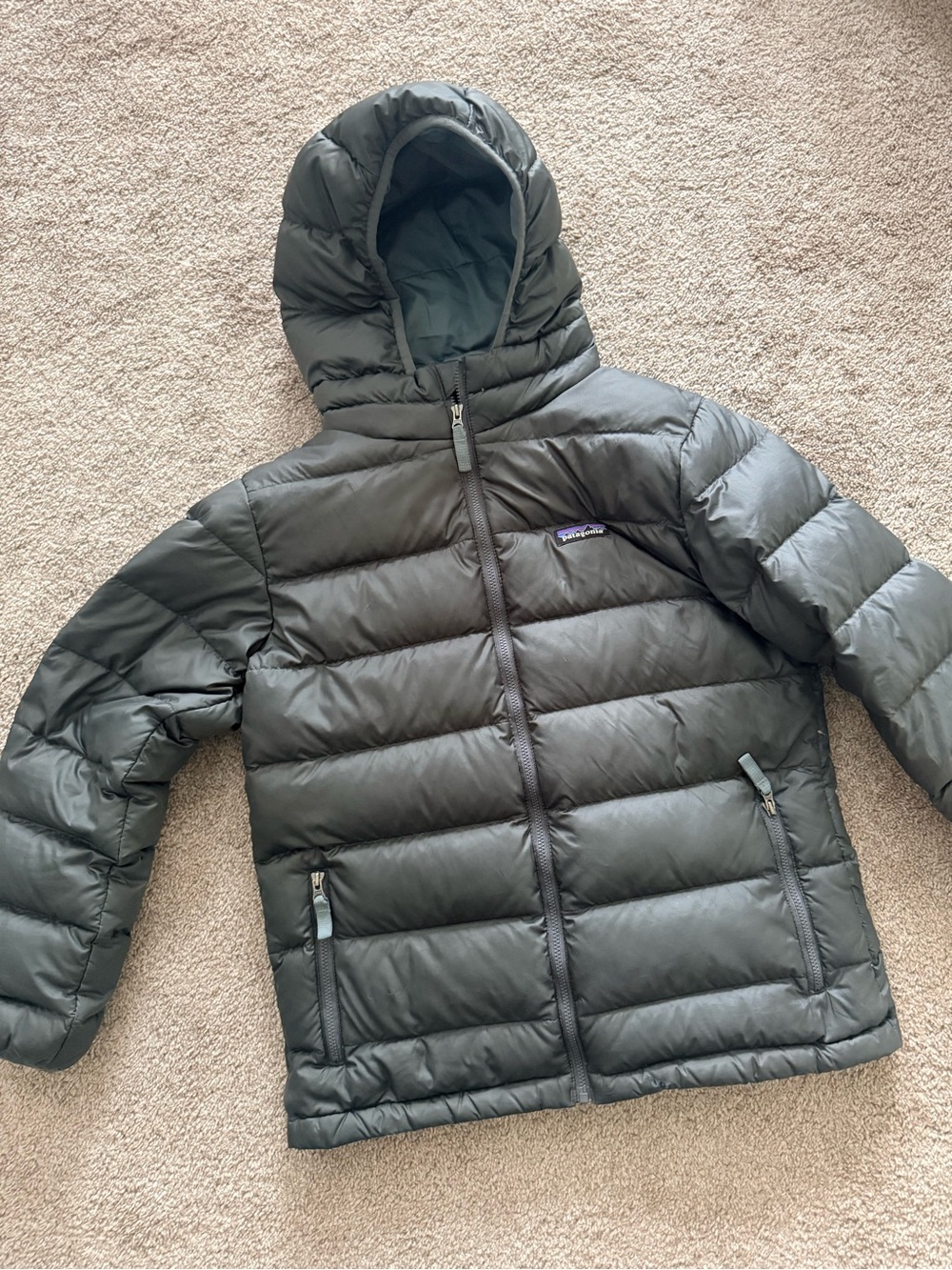 Patagonia Kids' Hooded Puffer Jacket - Dark Gray